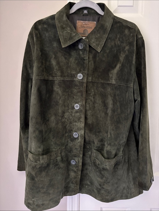 St. John's Bay Jackets & Blazers - St. John's Bay Olive Green Suede Button Jacket